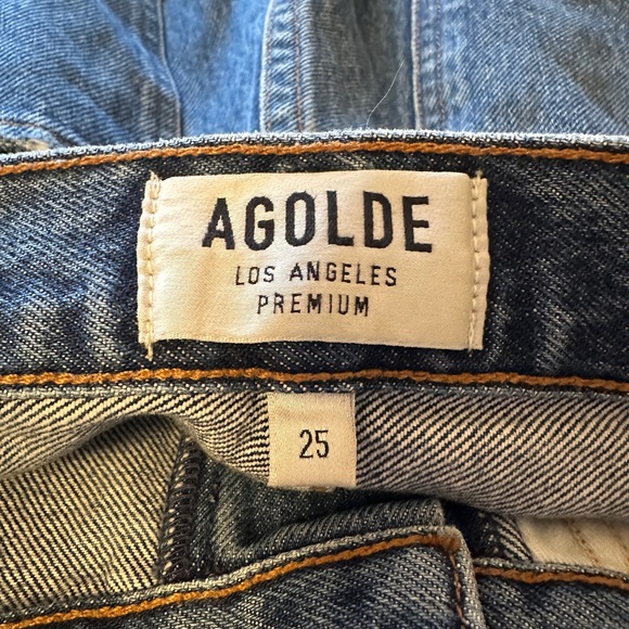 Agolde Medium Wash Blue Denim Jeans with Raw Hem | Size 25 - Picture 7 of 11